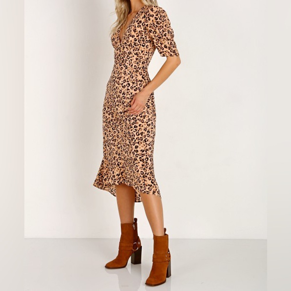 ASTR the Label Cutout Midi Dress Leopard Print